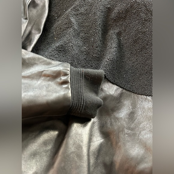 French Deal Designer Lamb's Leather Beaded Hoodie Sweatshirt | Men's Size FR 54 - Picture 9 of 10